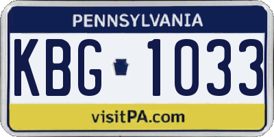 PA license plate KBG1033