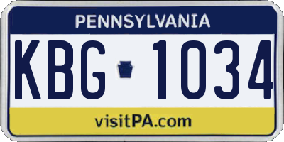 PA license plate KBG1034