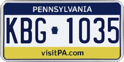 PA license plate KBG1035