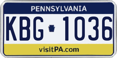 PA license plate KBG1036