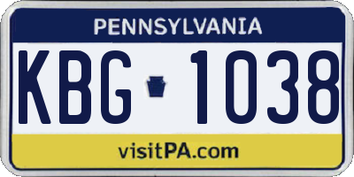 PA license plate KBG1038