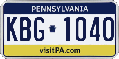 PA license plate KBG1040