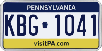 PA license plate KBG1041