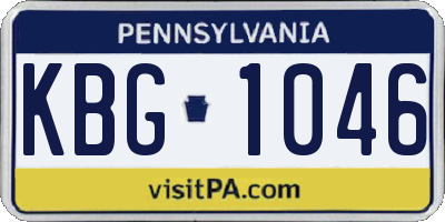 PA license plate KBG1046