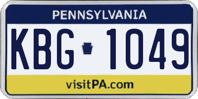 PA license plate KBG1049