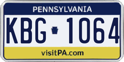 PA license plate KBG1064