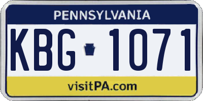 PA license plate KBG1071