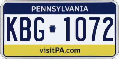 PA license plate KBG1072