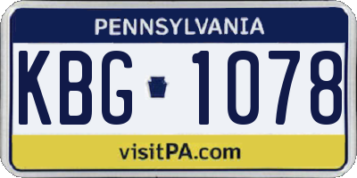 PA license plate KBG1078
