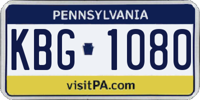 PA license plate KBG1080
