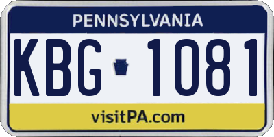 PA license plate KBG1081