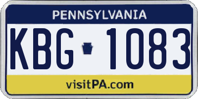 PA license plate KBG1083