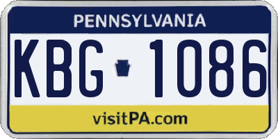 PA license plate KBG1086