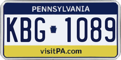 PA license plate KBG1089