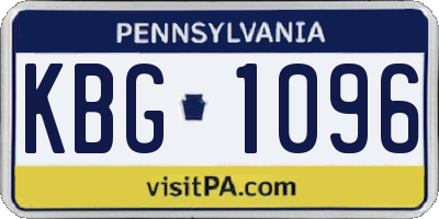PA license plate KBG1096
