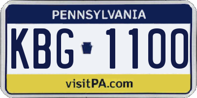 PA license plate KBG1100