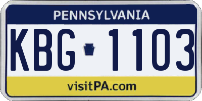 PA license plate KBG1103