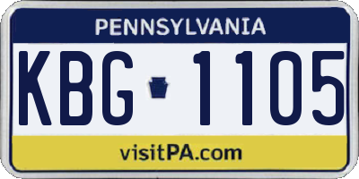 PA license plate KBG1105