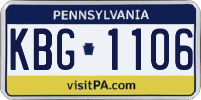PA license plate KBG1106