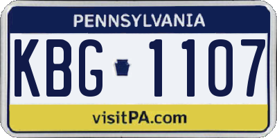 PA license plate KBG1107