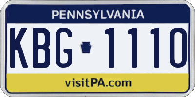 PA license plate KBG1110