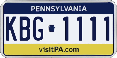 PA license plate KBG1111