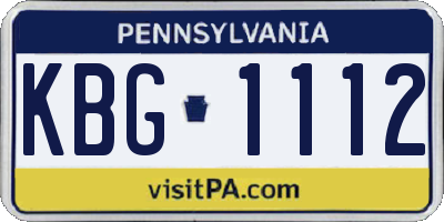 PA license plate KBG1112