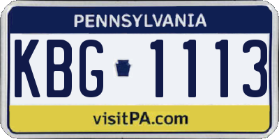 PA license plate KBG1113