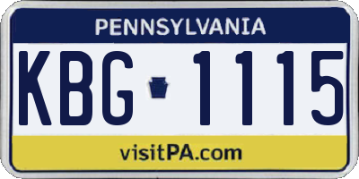 PA license plate KBG1115
