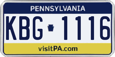 PA license plate KBG1116