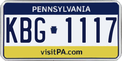 PA license plate KBG1117
