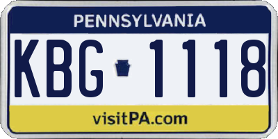PA license plate KBG1118