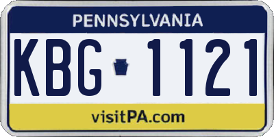 PA license plate KBG1121