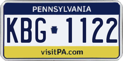 PA license plate KBG1122