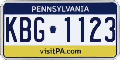 PA license plate KBG1123