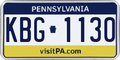 PA license plate KBG1130