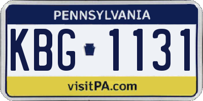 PA license plate KBG1131
