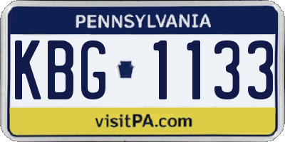 PA license plate KBG1133