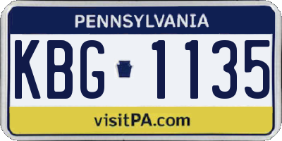 PA license plate KBG1135