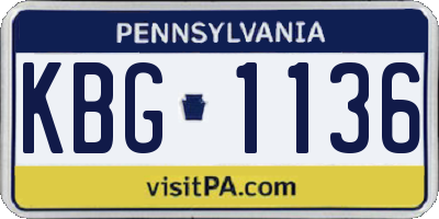 PA license plate KBG1136
