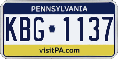 PA license plate KBG1137
