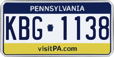 PA license plate KBG1138
