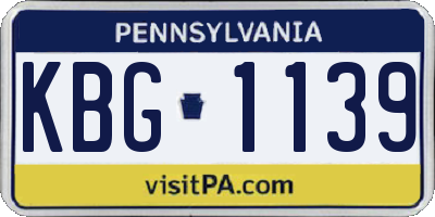 PA license plate KBG1139