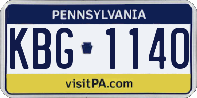 PA license plate KBG1140