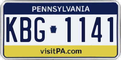 PA license plate KBG1141