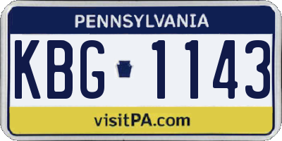 PA license plate KBG1143
