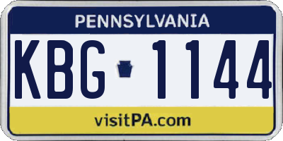 PA license plate KBG1144
