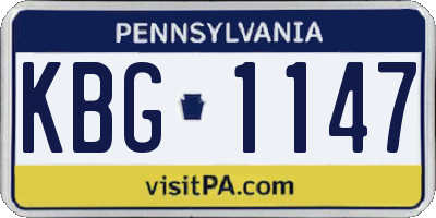 PA license plate KBG1147