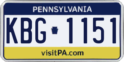 PA license plate KBG1151