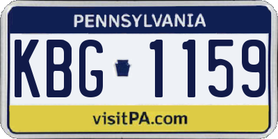 PA license plate KBG1159